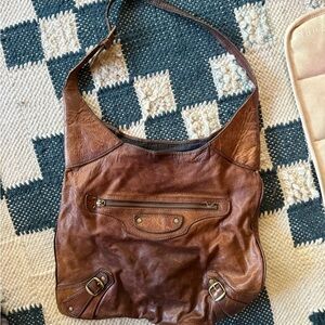 Vintage Balenciaga Brown Leather Hobo Bag
